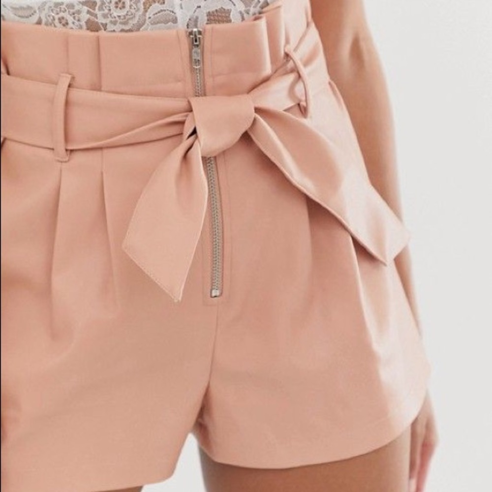 Missguided Paper-bag waist Faux Leather Shorts